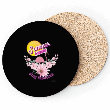 Discover “Summer Vibes,Stay Fabulous”Flamingo Graphic tshir Coasters