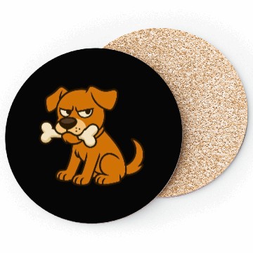 Discover Grumpy Dog with Bone – Cute Cartoon Style Coasters