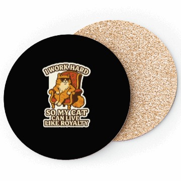 Discover work hard sticker cat Coasters