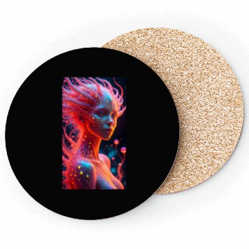 Discover Digital Phoenix - Ethereal Woman with Etherea Ener Coasters