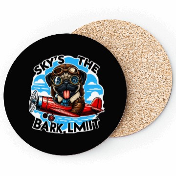 Discover Pug Pilot Bark Limit Cartoon Aviation Design Coasters