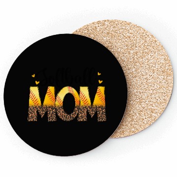 Discover Leopard Softball Mom Hearts Graphic Coasters
