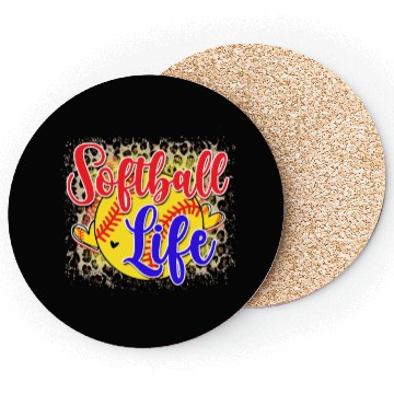 Discover Softball Life Leopard Print Grunge Coasters