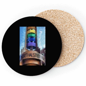 Discover Legacy LGBTQ Rainbow Pylon Chicago Landmark Art Coasters