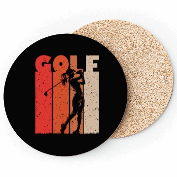Discover Golf Swing Silhouette on Sunset Palette Coasters