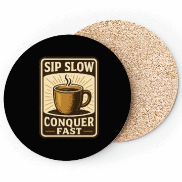 Discover Slow Sip Conquer Fast Coffee Art Coasters