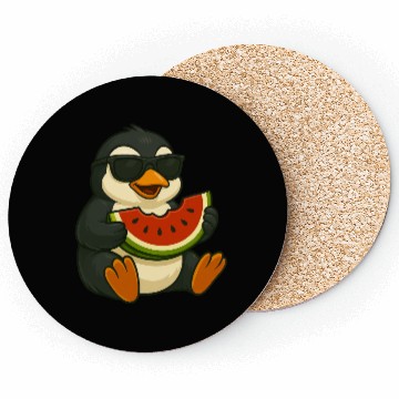 Discover Cute penguin with watermelon fruit summer cartoon Coasters