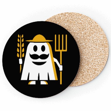 Discover Farmer Ghost Cartoon Print Coasters