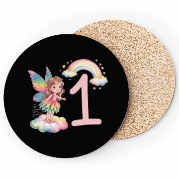 Discover Magical Rainbow Fairy Elf 1st Birthday Girl Coasters