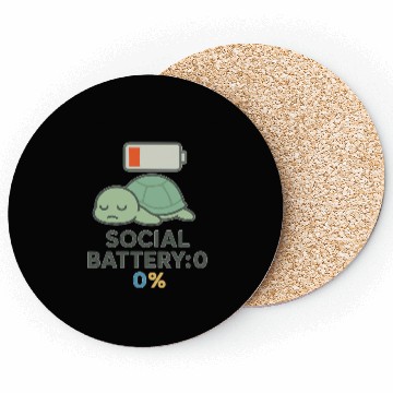 Discover Lowbat Turtle Social Battery 0% Coasters