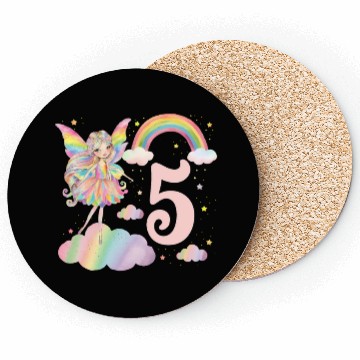 Discover Magical Rainbow Fairy Elf 5th Birthday Girl Coasters