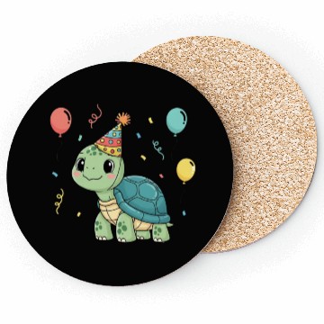 Discover Turtle Wearing a Party Hat Coasters
