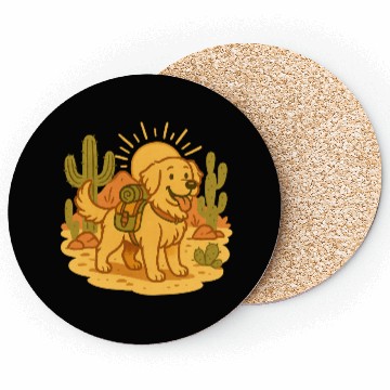 Discover Golden Retriever Desert Hike Coasters
