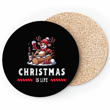 Discover Reindeer With Wine - Christmas Vibes Coasters