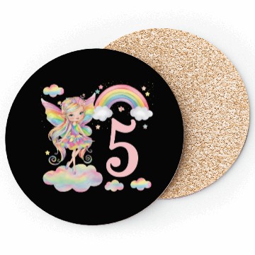 Discover Magical Rainbow Fairy Elf 5th Birthday Girl Coasters