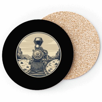 Discover Vintage Western Steam Train Badge Coasters