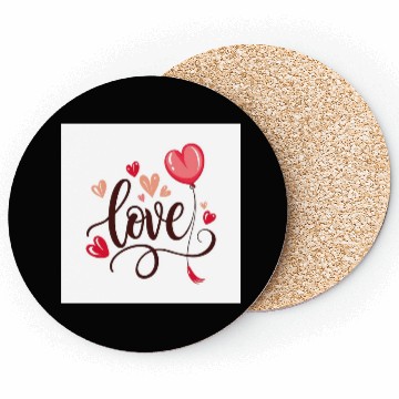 Discover heart shaped balloon with word love Coasters