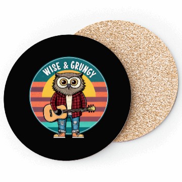 Discover Wise Grungy Owl Grunge Retro 90s. Coasters