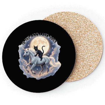 Discover To the Moon and Back Cat Unicorn Fantasy Magic Cat Coasters