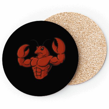 Discover Crab lobster fitness workout cartoon strong biceps Coasters