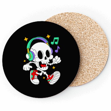 Discover Music Loving Skeleton with Headphones Coasters