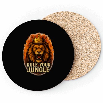Discover Fierce Lion King Blazing Mane Art Coasters