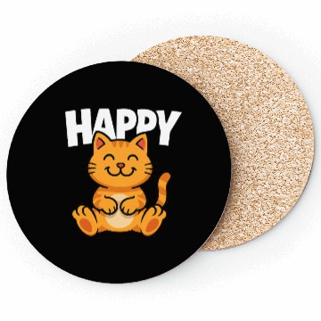 Discover Joyful Cat Illustration Coasters Design