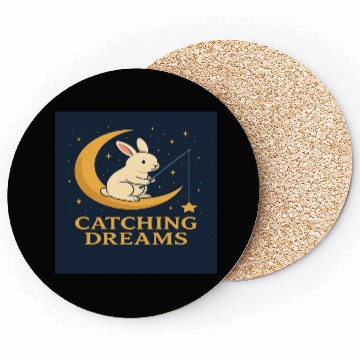 Discover Charming Bunny Moon Dream Illustration Coasters