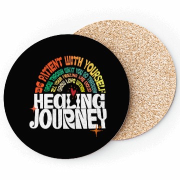 Discover Healing Journey Positive Retro Typography Coasters