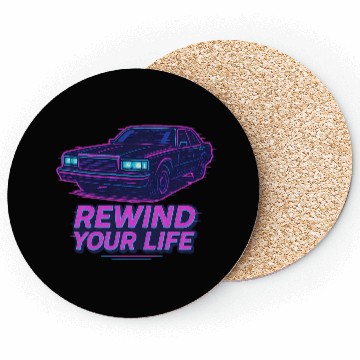 Discover Rewind Your Life – Synthwave Car Aesthetic Coasters