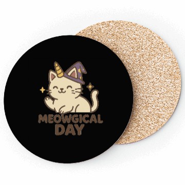 Discover Whimsical Cat Unicorn Halloween Design Coasters