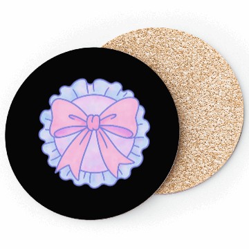 Discover Pastel Bow Ruffle Badge Design Coasters