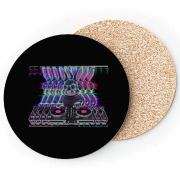 Discover Cyberpunk Neon Beat DJ Rabbit Coasters