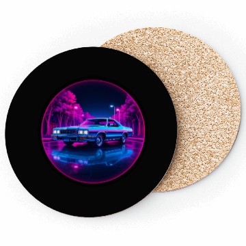 Discover Retro Neon Car 80s Aesthetic Night Design Coasters