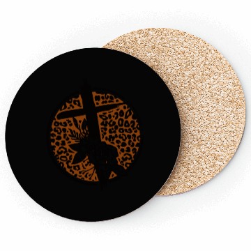 Discover Leopard Print Cross with Flowers Coasters