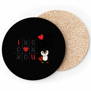 Discover Cute Penguin Tic Tac Toe Love Design Coasters