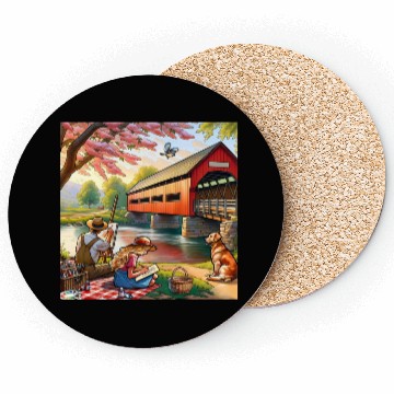 Discover Rustic Countryside Painting Scene Coasters