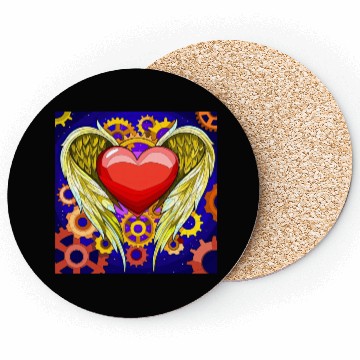Discover Mechanical Heart with Angel Wings Coasters