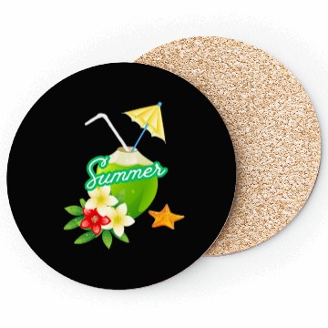 Discover Tropical Summer Coconut with Flowers Coasters