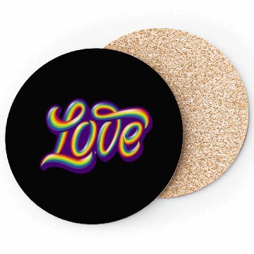 Discover Rainbow Love Script Design Coasters