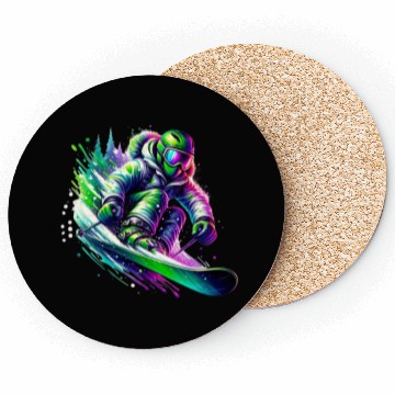 Discover Vibrant Neon Skiing Warrior Coasters
