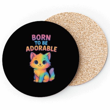 Discover Colorful Adorable Kitten with Affirmation Coasters