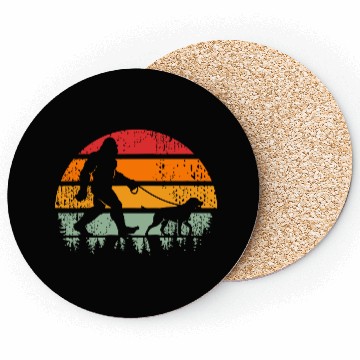 Discover Bigfoot Running Dog Sunset Retro Coasters