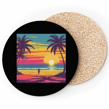 Discover Tropical Sunset Beach Scene Coasters