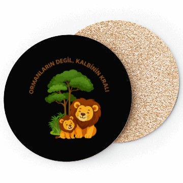 Discover Joyful Lion and Cub Under Green Tree Coasters