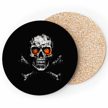 Discover Grunge Skull Crossbones Orange Eyes Coasters