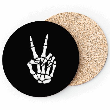 Discover Skeleton Hand Peace Sign Cool Halloween Coasters