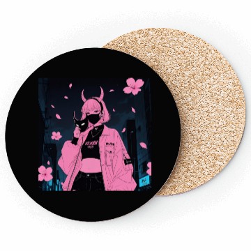 Discover Neon Sakura Night Streetwear Design Coasters
