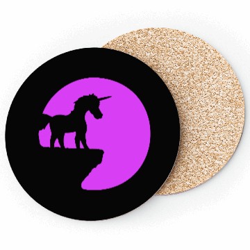 Discover Unicorn Cliff Moon Mountain Night Sweet Silhouette Coasters