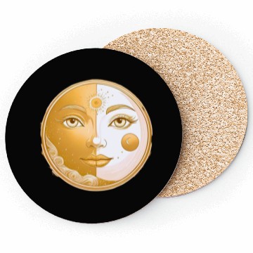 Discover Celestial  Lunar Sun Face Art Coasters